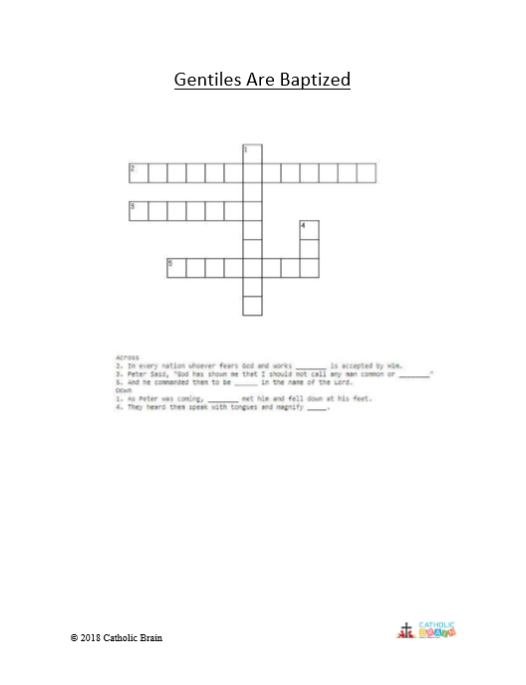 Gentiles Are Baptized - Crossword